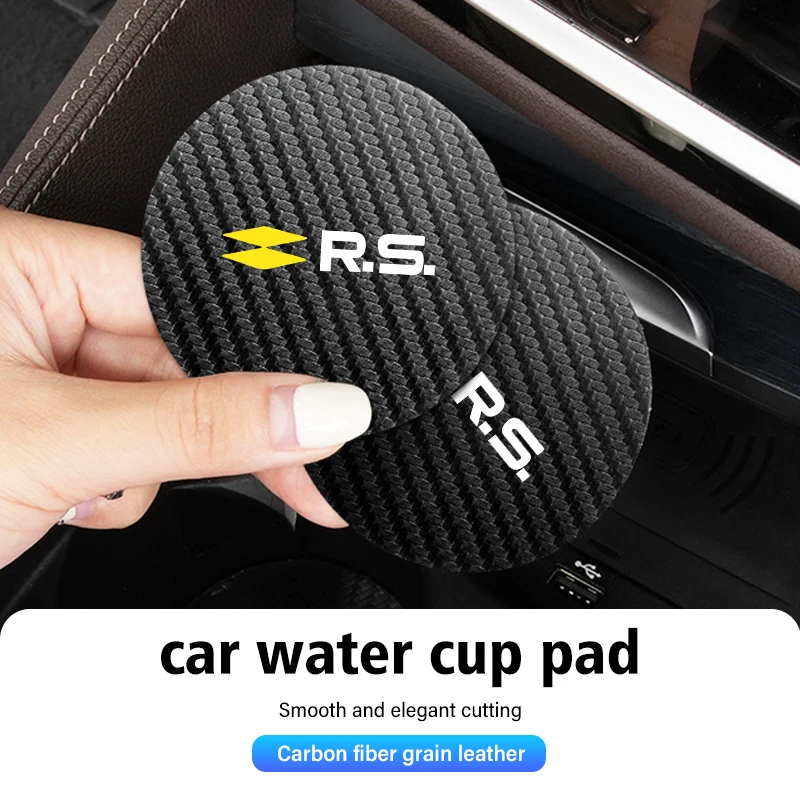 2pcs Car Water Coaster Cup Pad Non-Slip Mat For Renaul Arkana Captur Twingo Talisman RS Line Logan Duster