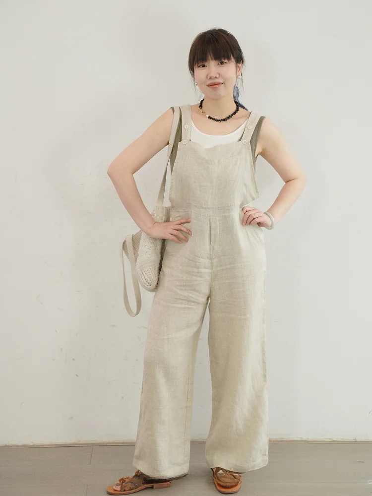 

LADYXIEXIE44 88 Japanese Sle Retro Pure Color Linen Wide Leg Pants Women's High Waist Straight Cut Loose Casual Trousers