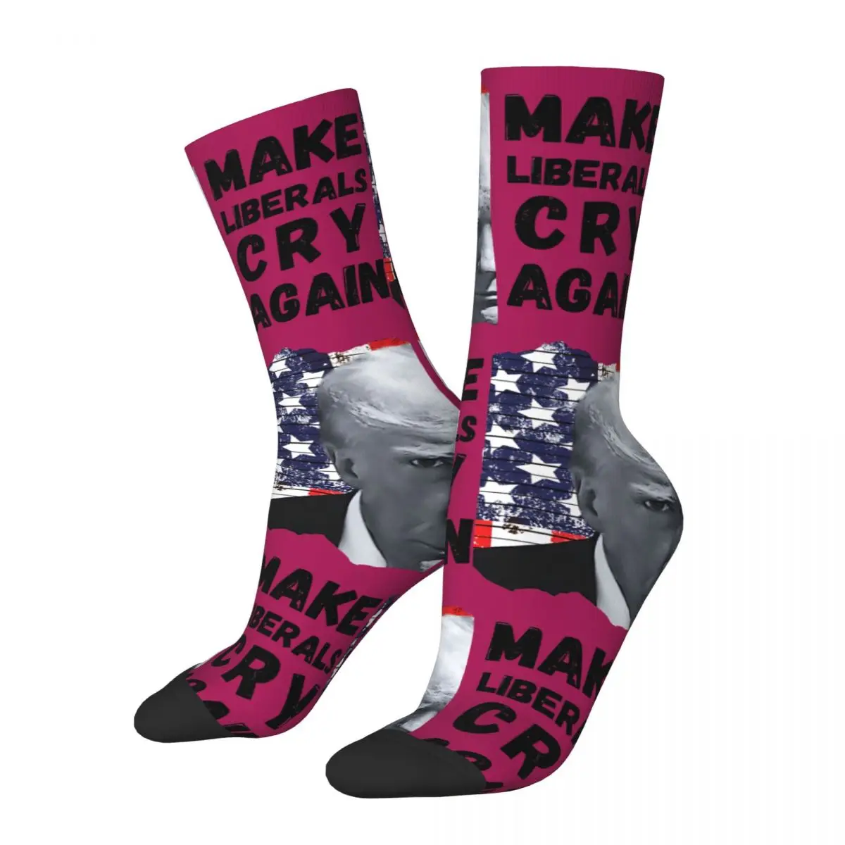 Crazy compression Make Liberals Cry Again. Donald Trump Meme. Wanted For President Sock for Men Harajuku take america back