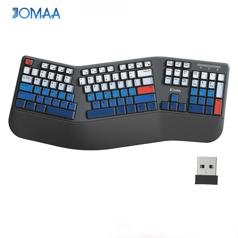 JOMAA Split Ergonomic Keyboard with Cushioned Wrist and Palm Rest, 2.4G USB Wireless Ergonomic Split Keyboard with Dust Cover
