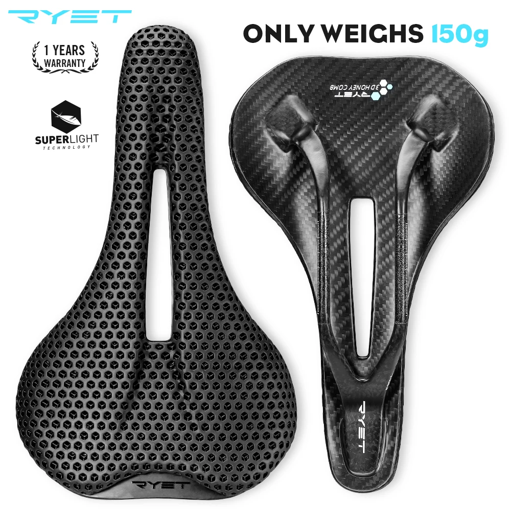 RYET 3D Printed Bike Saddle Super Light  Bicycle Seating Cushion Full Carbon Road MTB Mountain Gravel Seat Cycling Cushion Parts