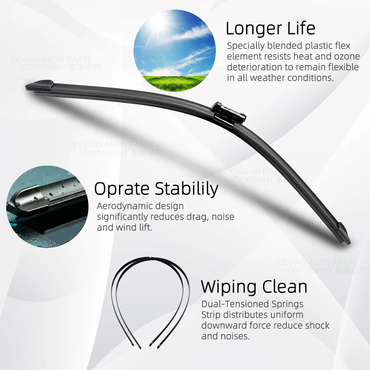 OEM Universal Wiper Blades For Push Top Button Arm Slim Top Soft Rubber Car Windscreen Wipers Auto Windshield Replacement Parts