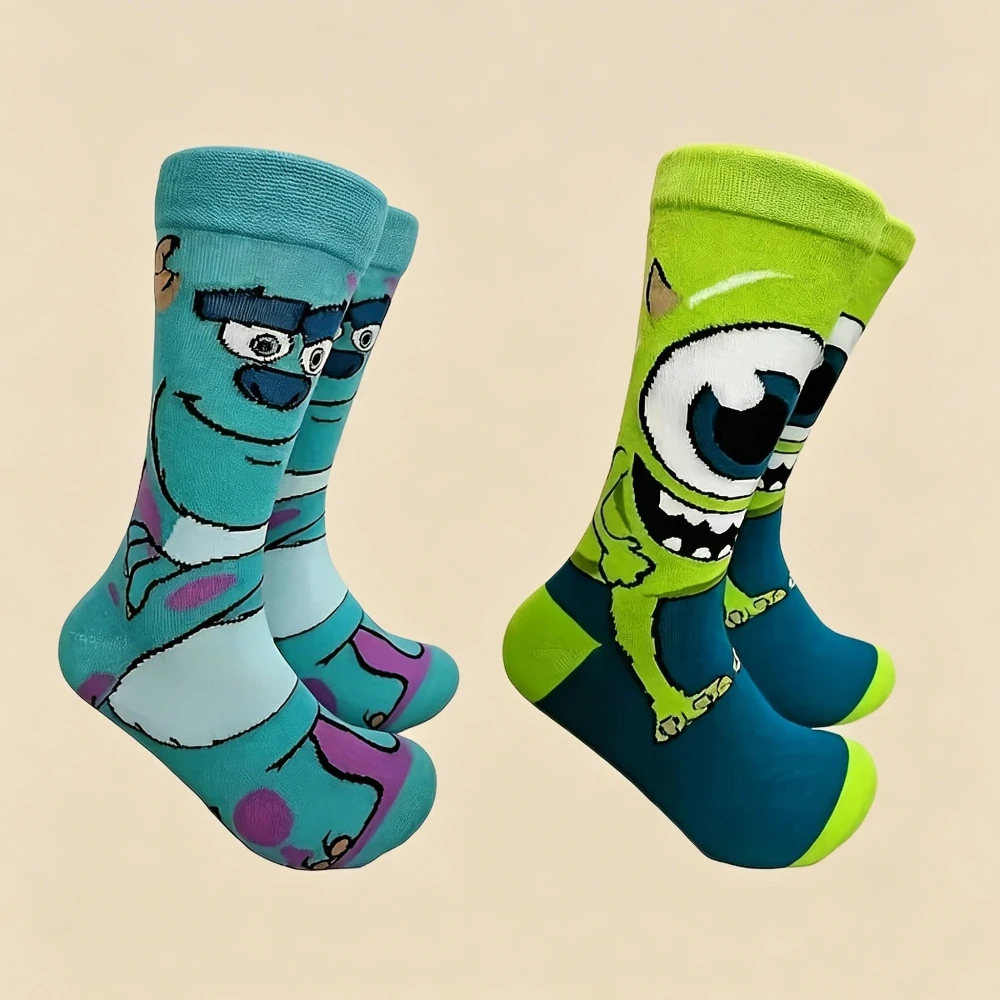 2 Paar Unisex Cartoon-Sportsocken mit neuartigen und interessanten Anime-Drucken, Teenager-Rollenspiel-Hip-Hop-Street-Geschenksocken – Detail 1