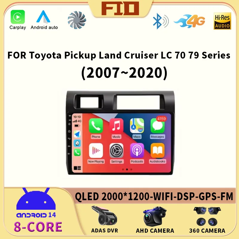 

Android 14 For Toyota Pickup Land Cruiser LC 70 79 Series 2007 - 2020 Wireless Carplay+Auto Multimedia Stereo Video Player QLED