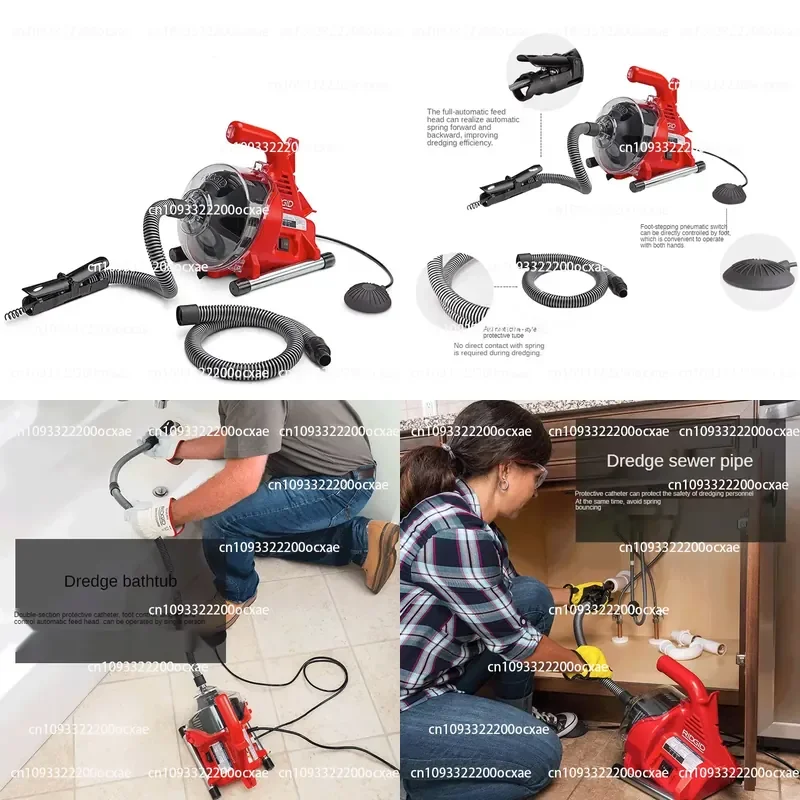 Electric Sewer Pipe Dredging Machine, Self-feeding, 220V, Toilet, Kitchen, 19-28MM, Pipe Cleaning Machine, Drainage Dredger,