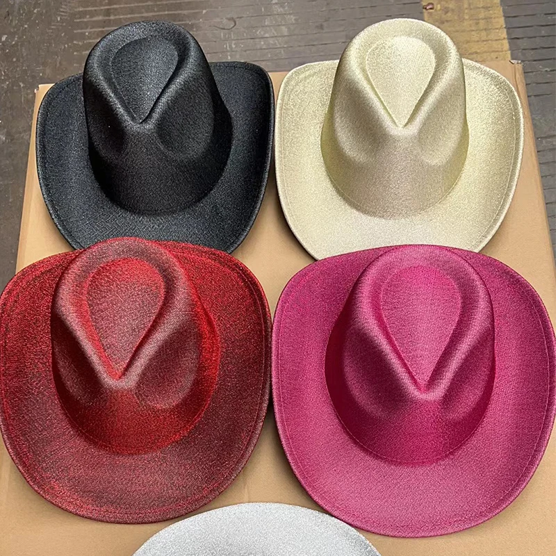 

Magic Western Fantasy Cowboy Hat Bachelorette Carnival Party Pink Seven Color Large brim Shaped Hat Fluorescent Cowboy Hat