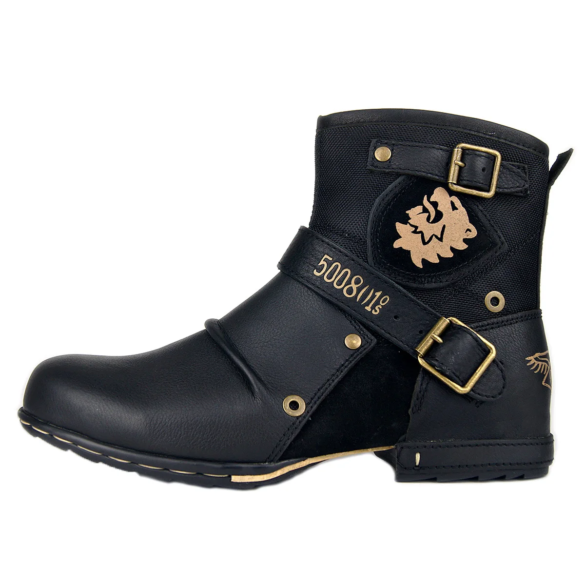 

Мужские ботинки-чукка из натуральной кожи, высококачественные ковбойские ботинки ручной работы, мотоциклетные ботинки на молнии, модель 5008-1-N-Black