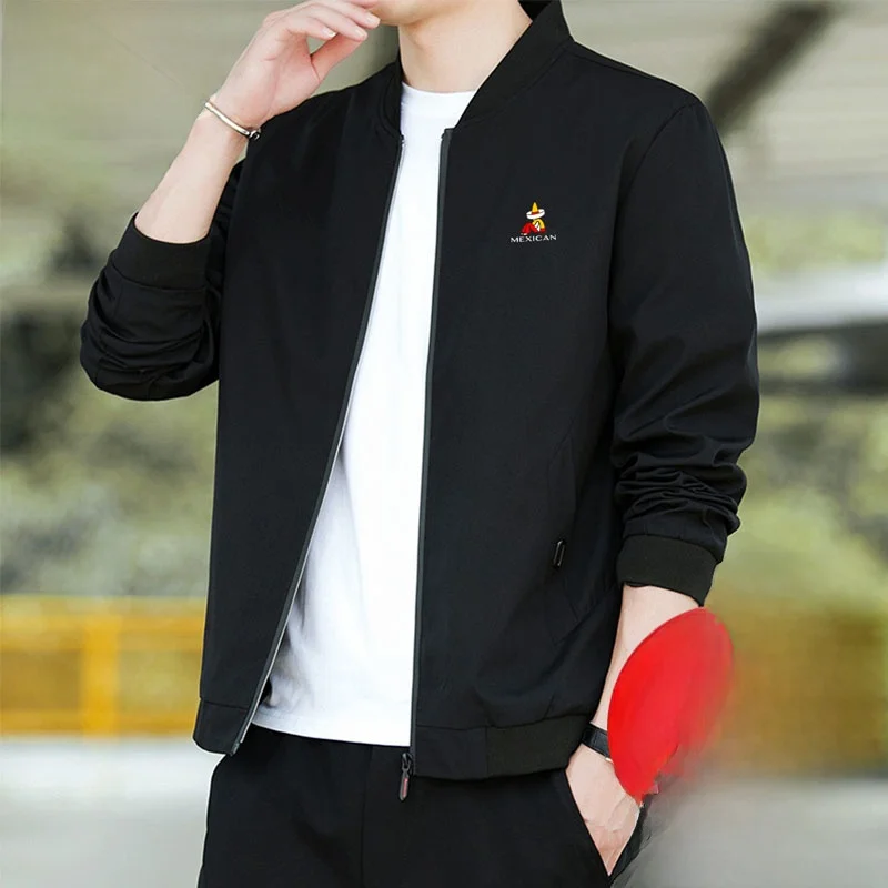 

Men's Spring Autumn Thin Baseball Sle Fce Lined Casual Jaet Loose Fit Polyester Fiber Zipper Closure Color