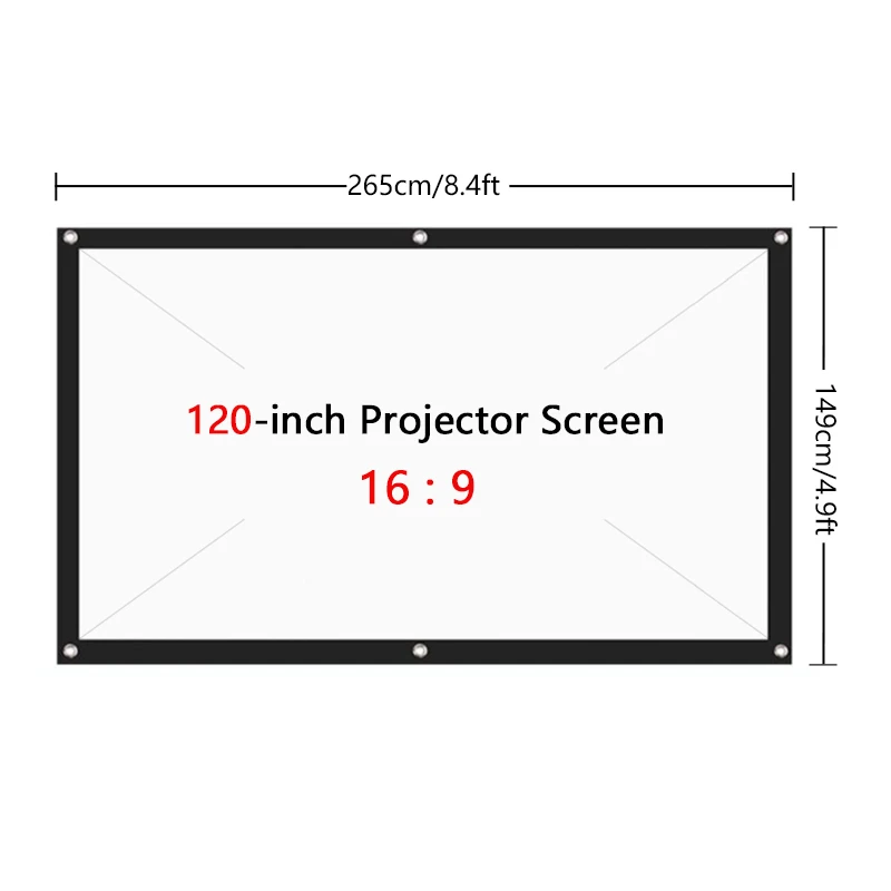 Portable Projector Screen Simple Curtain Anti-Light 60/72/84/120/150 Inch Canvas For Projector For Home Outdoor Office Projector