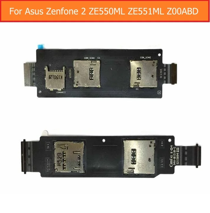 100% genuíno leitor de cartão sim titular contator flex para asus zenfone 2 ze550ml ze551ml z00abd 5.5 "módulo bandeja slot substituição