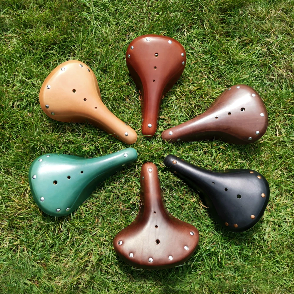 G98 Bicycle Saddle Pure Cowhide Handmade  Seat Custion  Bike Sport Retro Vintage Bicycle Cycling Saddle