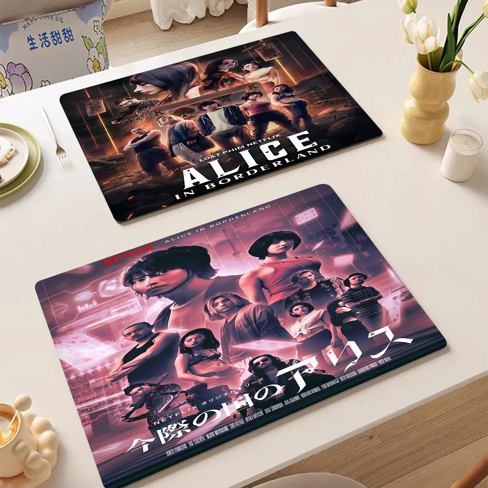 

Alice In Borderland Exquisite Kitchen Drain Pad Super Absorbent Dinnerware Placemat Desktop Decor Pads Drying Rug Bathroom Mat