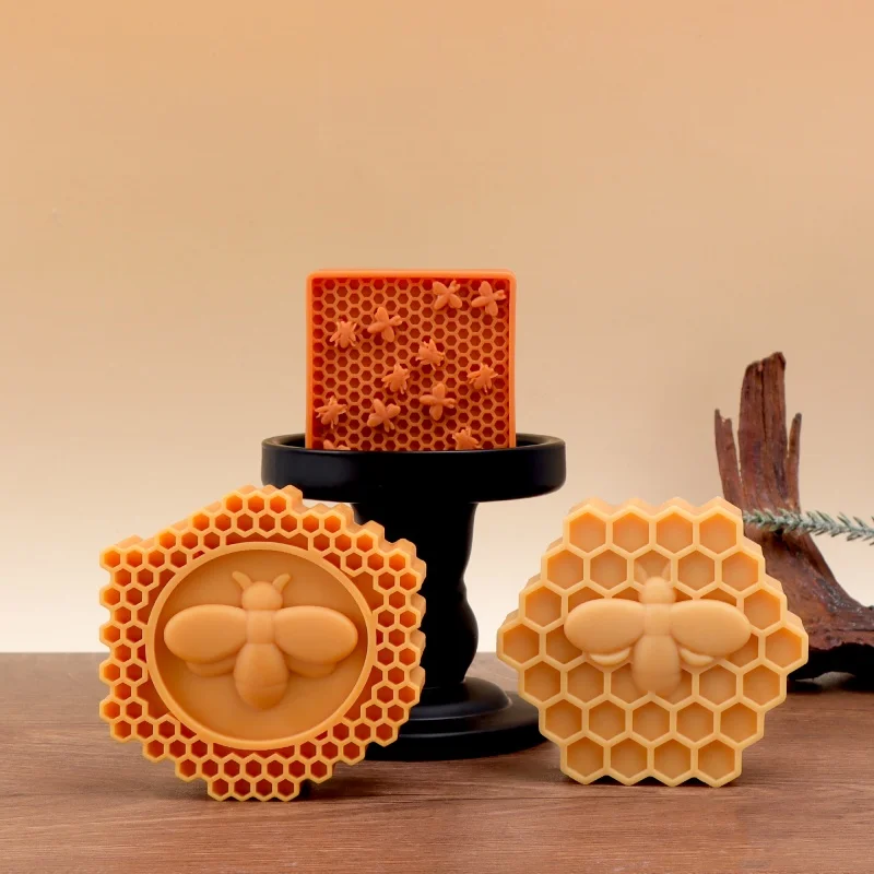 3-teiliges Bienenwaben-Silikonformen-Set Quadratische Sechseckige Bienenstock-Form DIY Kerzen Harz Gips Seife Herstellung Handwerk Heimdekoration Geschenk
