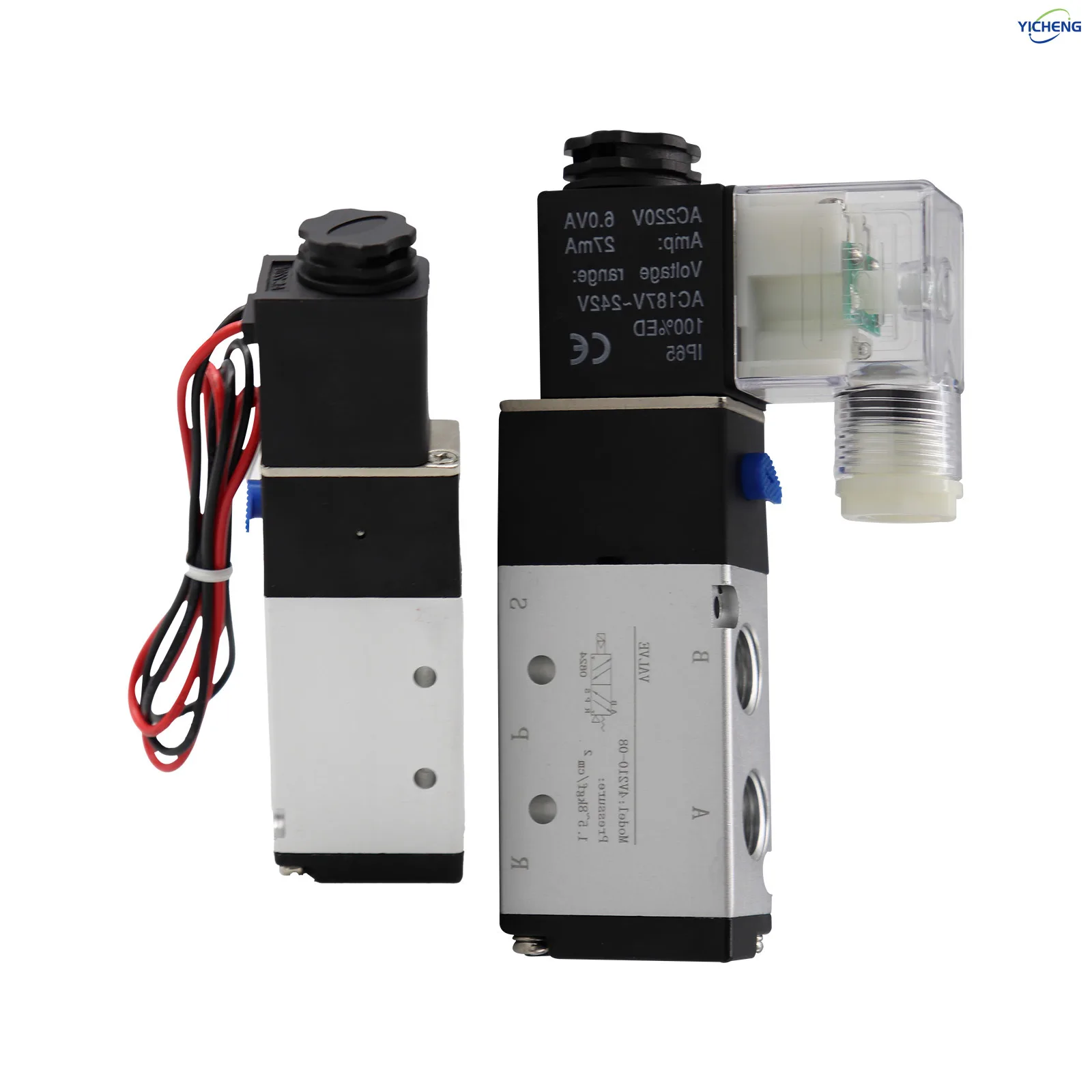 

YICHENG PNEUMATIC 1/4" Solenoid Valve 4V210-08 Single Coil Pilot-Operated Electric 2 Position 5 Way Junction Box or Outlet wire