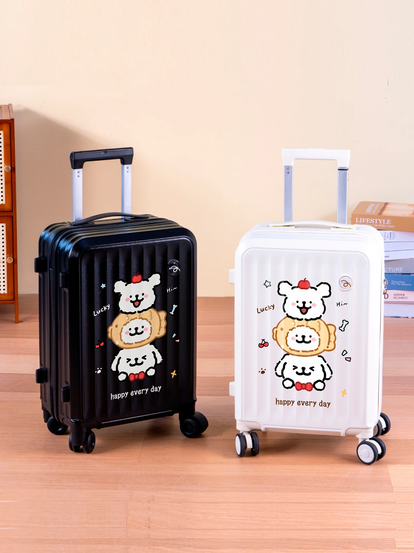 cartoon-luggage-suitcase-durable-travel-bag-women's-student-pull-rod-children's-small-check-in-password-box-men's-travel-case