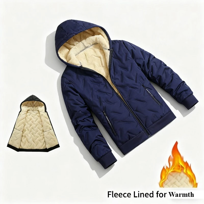 

Мужская теплая короткая куртка с капюшоном, зимняя куртка с карманами на молнии, рабочая одежда для спорта и отдыха на открытом воздухе, ветрозащитная хлопковая куртка