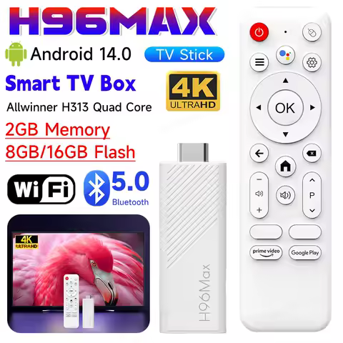 H96Max Android 14.0 H313 TV Stick 4K Set Top Box WIFI BT5.0 TV Stick 2GB 8GB/2GB 16GB Android TV Stick Allwinner with Remote