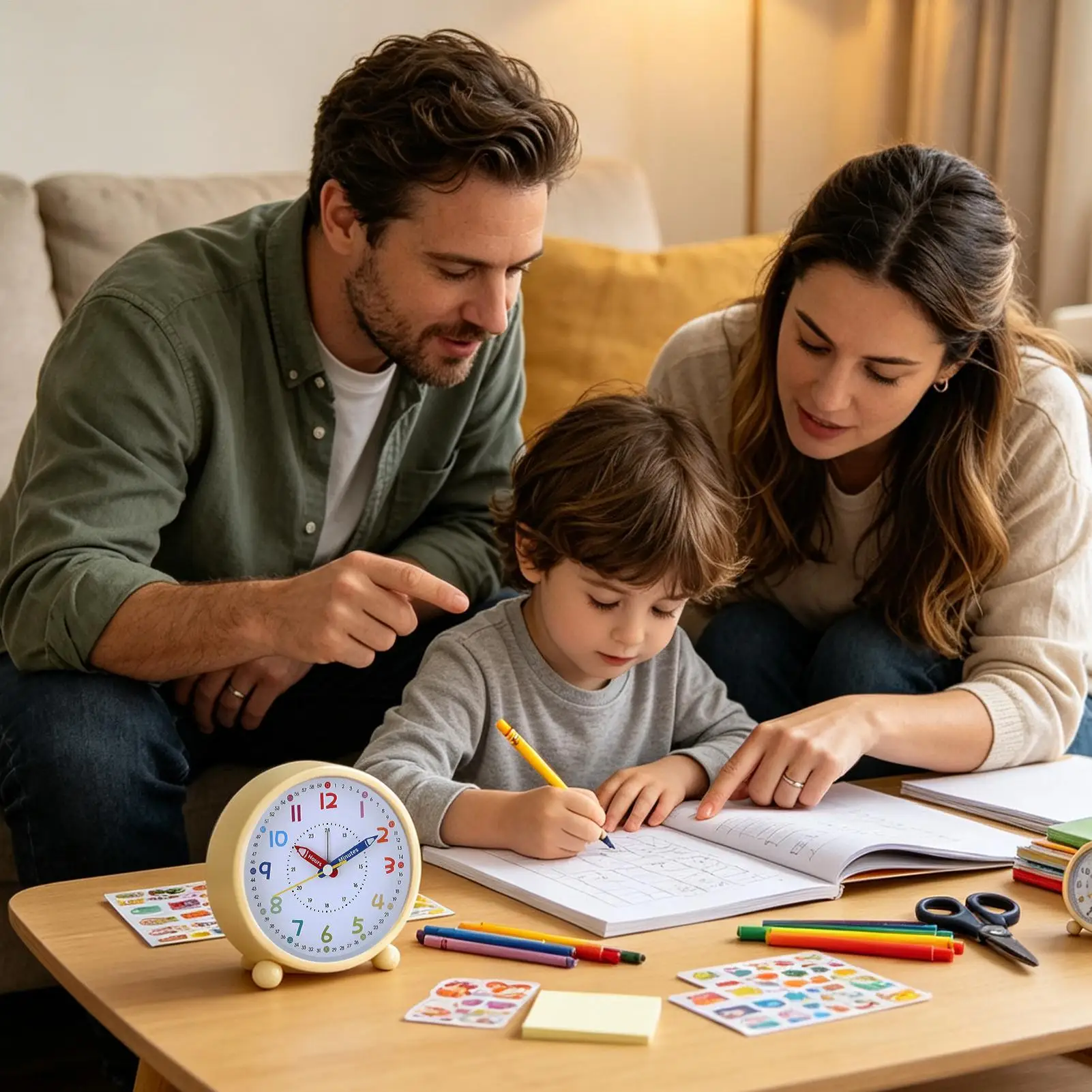 Teaching Clock Educational Quiet Tools With Night Light Analog Clock For Kids For Bedrooms Home Class Nursery Preschool Children