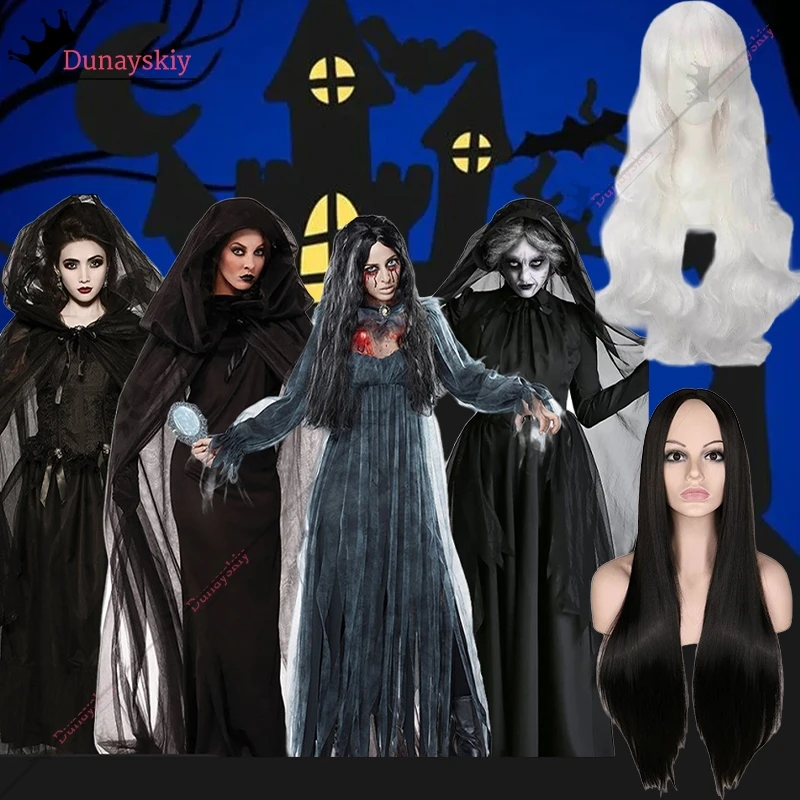 Horror cosplay bruxa feminino assustador zumbi vampiro halloween carnaval traje assustador fantasma medieval com capuz capa dia dos mortos