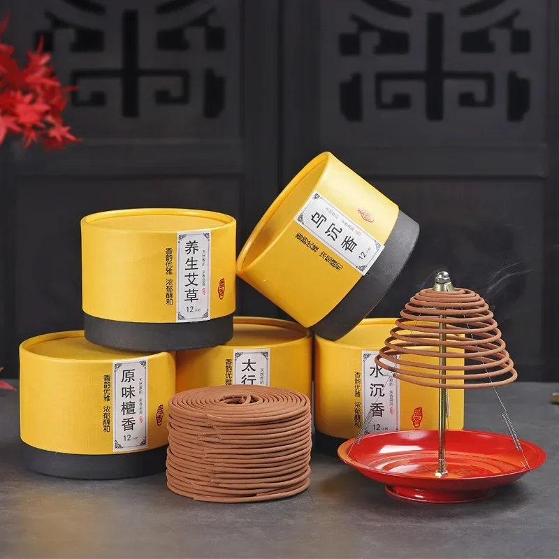 

12/24 Hours Natural Old Shan Sandalwood Incense Coil Home Indoor/study/office/tea Room Purify The Air/remove Odor Aromatherapy