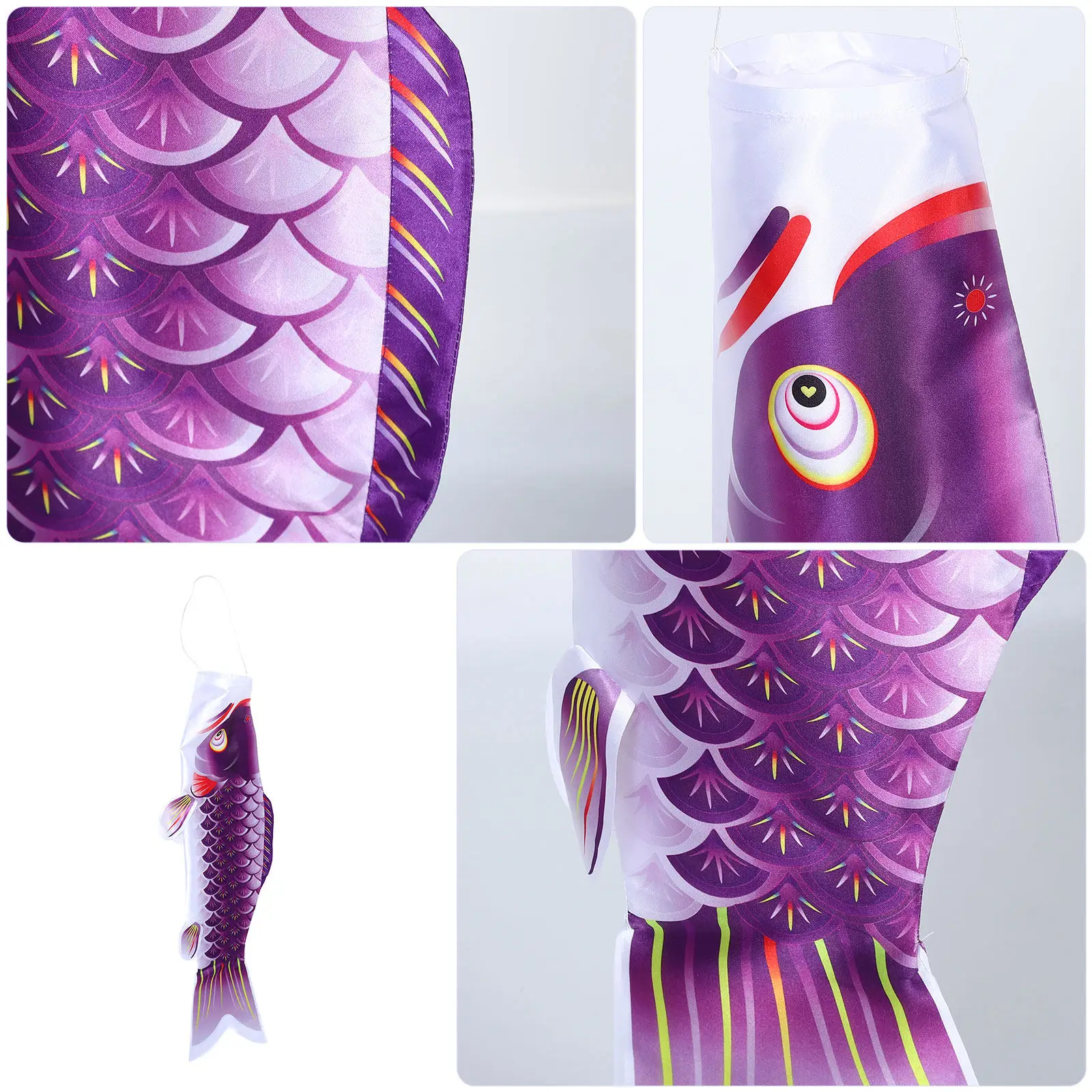 Japanese Carp Windsock Decorative Fish Flag Fabric Wind Sock for Outdoor Garden Patio Balcony Festival Decoration Dragon Boat