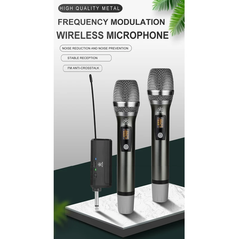 Universal Wireless Microphone 1 Drag 2 Handheld Microphone U-Segment FM Microphone For Outdoor Karaoke Stage Show