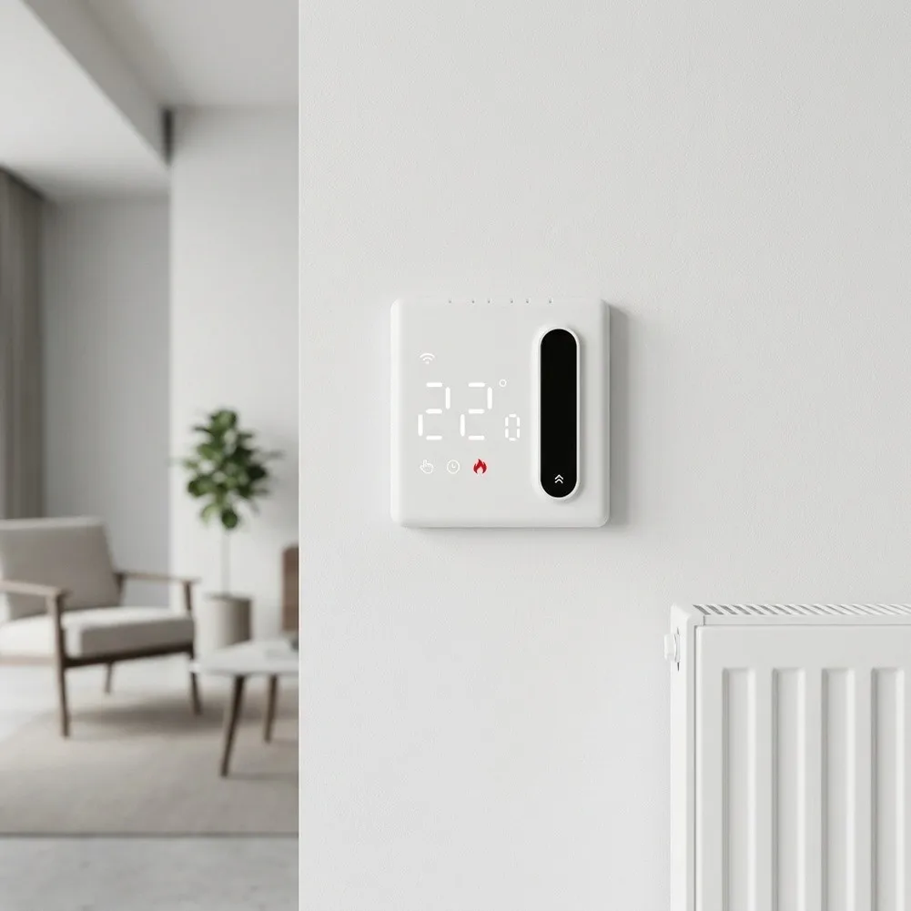 WiFi-Enabled Smart Thermostat for Tuya Ecosystem Designed for Heating Film and Gas Boiler Control with Backlit LCD Touchscreen