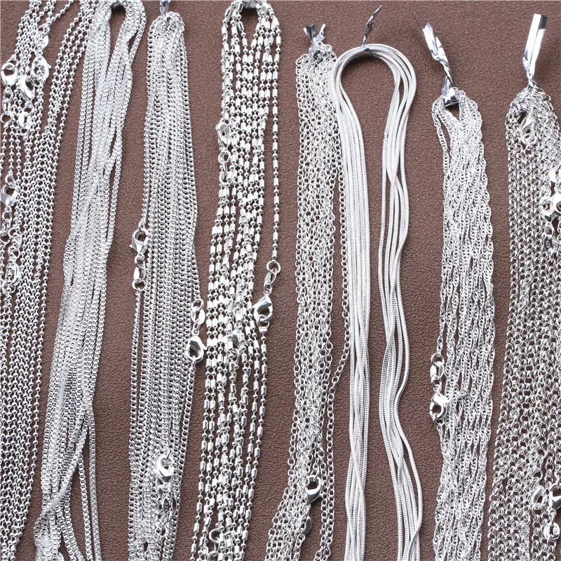 1 Stück 925 Sterling Silber 16-30 Zoll Rolo Bead Figaro Kette Halskette für Männer Frauen 9 Designs Modeschmuck – Detail 2