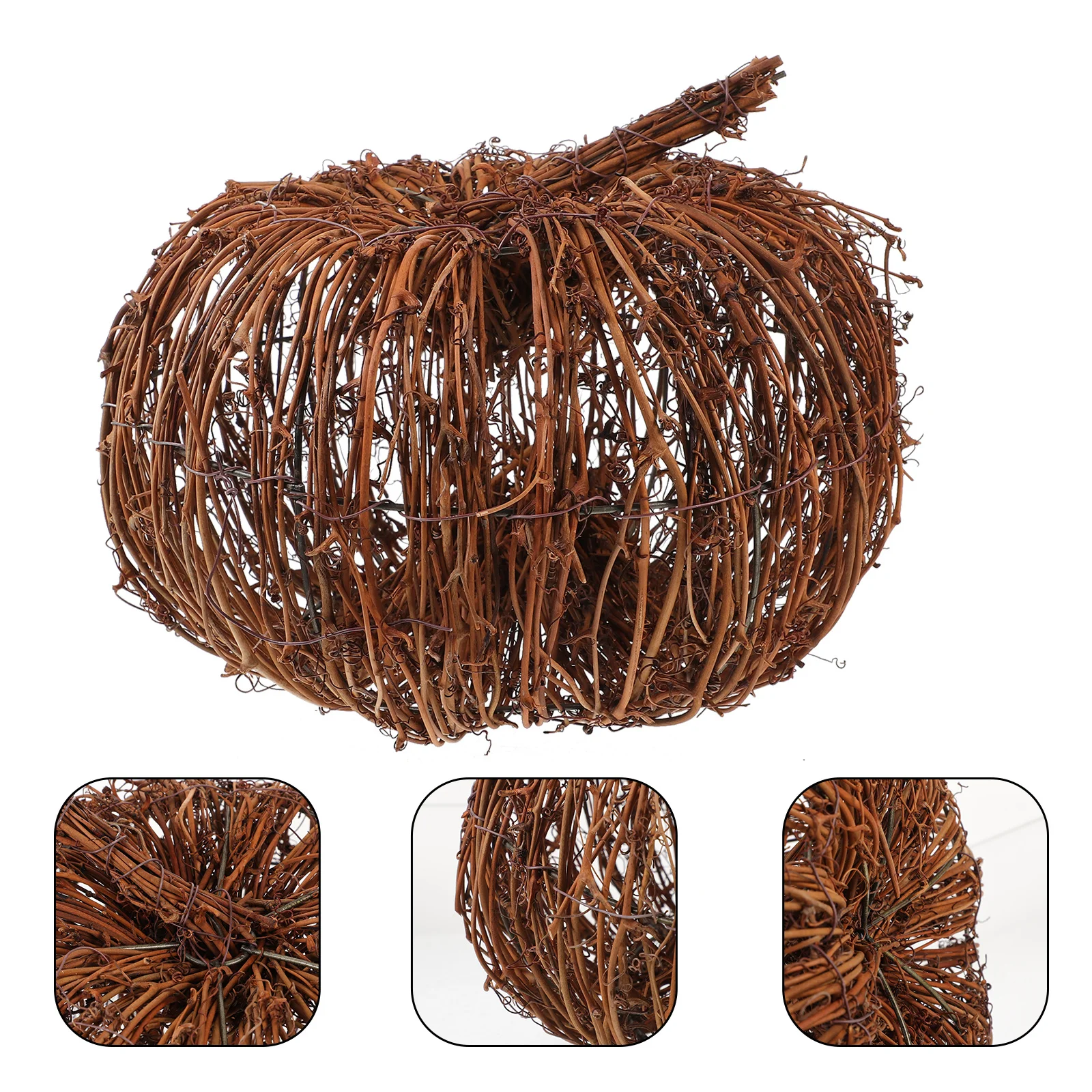 

Rattan Pumpkin Desktop Decor Durable Natural Material Halloween Party Adornment Creative Lovely Festive Decoration
