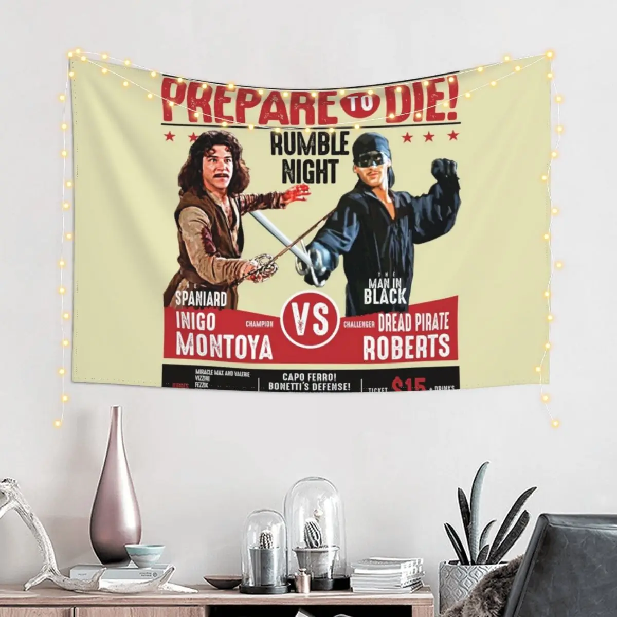 Inigo Montoya vs Dread Pirate Roberts Fencing Poster Tapestry Aesthetic Room Decor Room Decore Aesthetic Tapestry