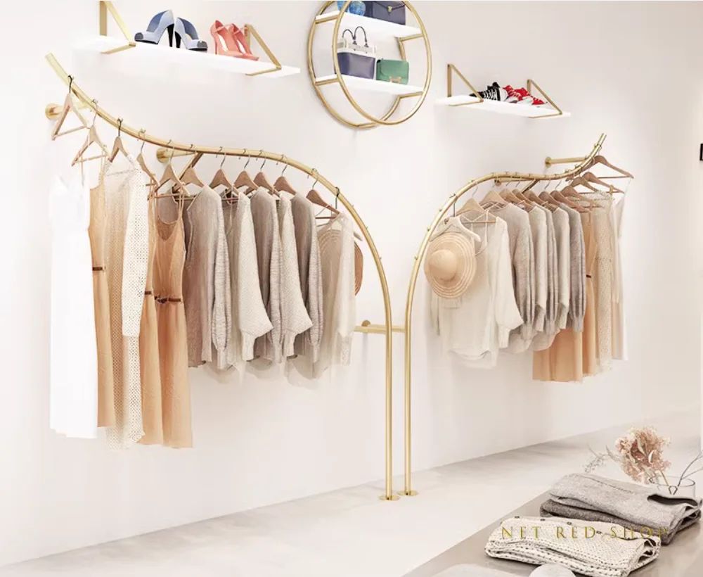 

Clothing store display rack, wall mounted clothes hanger, clothes rack display on the wall