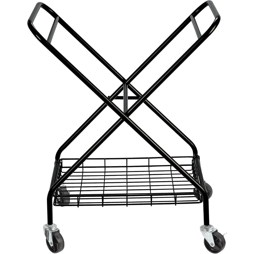 Collapsible Laundry Cart with Basket & four wheels, Black Large