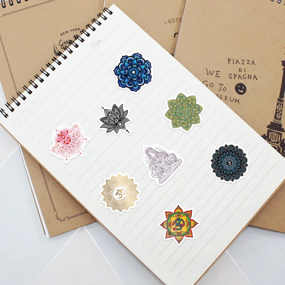 60pcs Mandala Yoga Stickers For Laptop Phone Stationery DIY Scrapbooking Material Custom Sticker Pack Aesthetic Craft Supplies