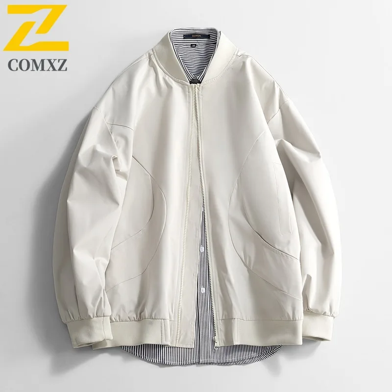 COMXZ 2025 Spring Autumn American Style Streetwear Baseball Collar Jacket Loose All-Match Casual Coat Waterproof Windproof New