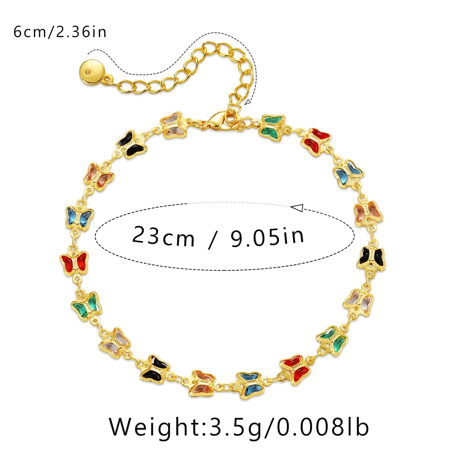 Fashion 18k Gold Plated Butterfly Anklet Bracelet Cubic Zirconia Statement Animal Ankle Bracelets Gift for Women Girls