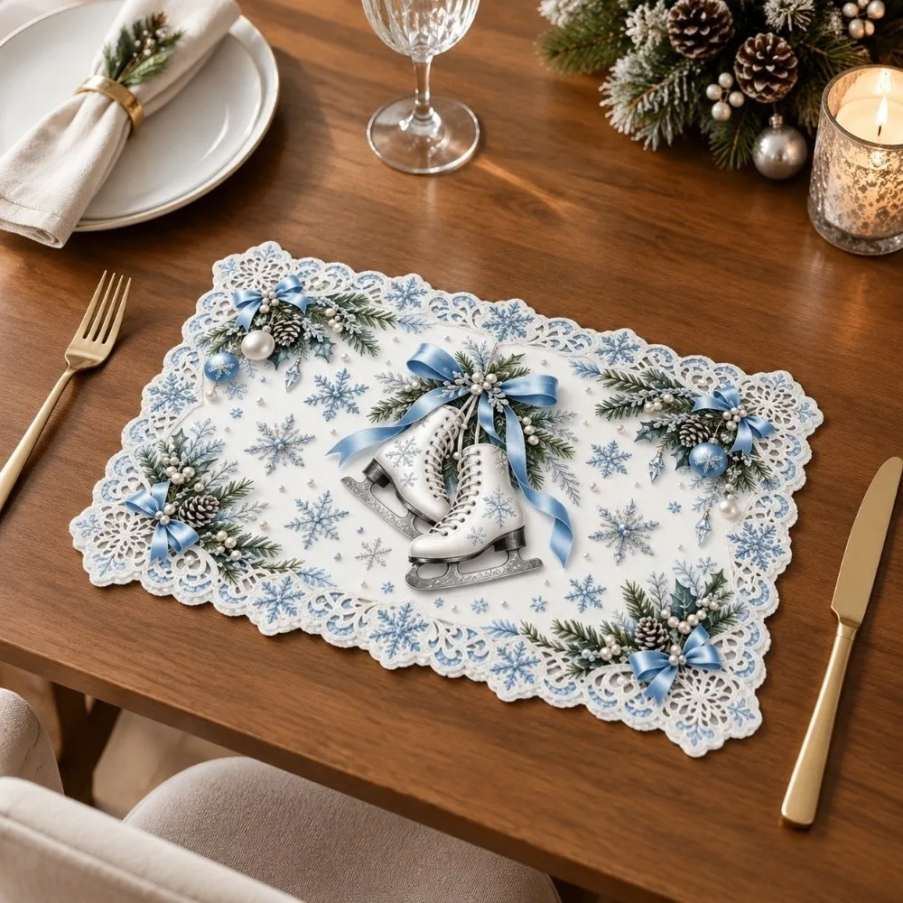 Santa Claus Christmas Table Placemat Coaster Snowman Elk Square Dining Mat Heat Resistant Non Slip Coffee Cup Mats Indoor Dining