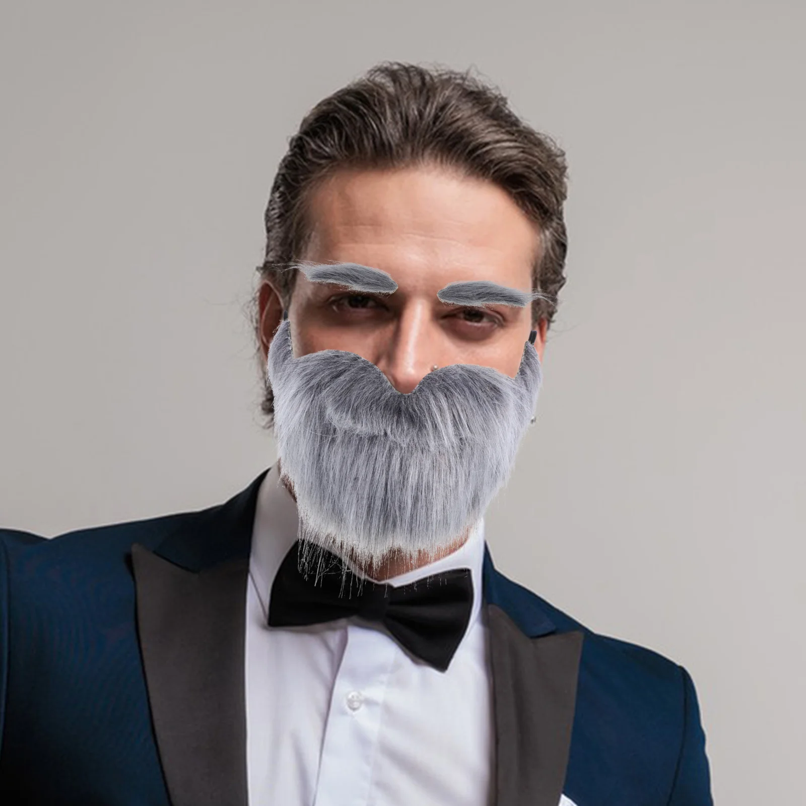 مجموعة حواجب اللحية المزيفة ذاتية اللصق شعر الوجه الصناعي الواقعي للرجال أزياء تنكرية لحفلات الهالوين حلي كثيفة #5