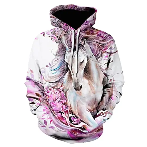 

2024 Autumn and Winter New Men's 3D Full Body Animal Horse Print Hoodie Unisex Casual Fashion Men's Hoodie Street Men's Tops