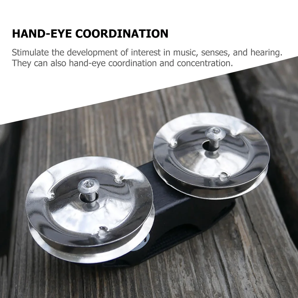 

1pcs Hand Bell Aluminum Wooden Finger Bell Shaker Percussion Instrument Musical For Kids Educational Plaything Music