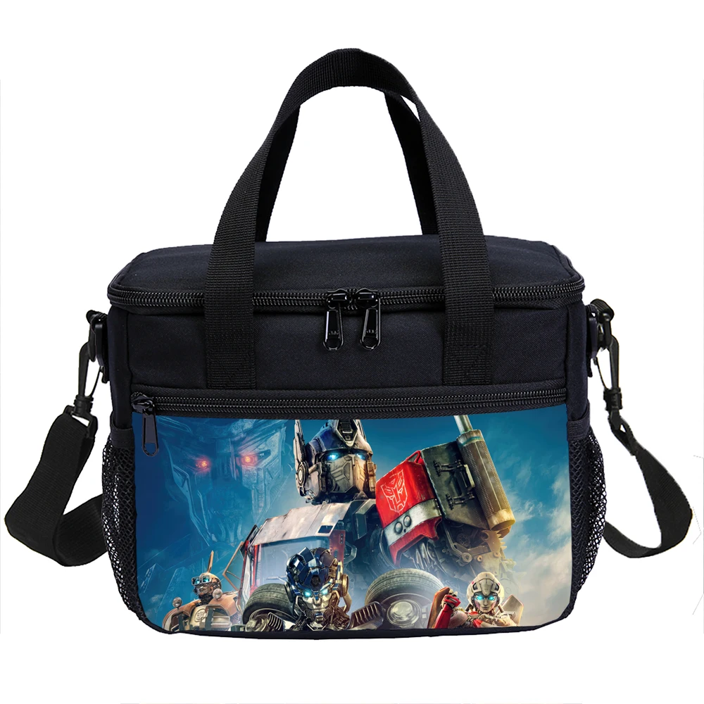 트랜스포머 점심 도시락 가방, 휴대용 어깨 스트랩 절연 가방, 점심 상자 가방, 학생 두꺼운 방수 점심 가방