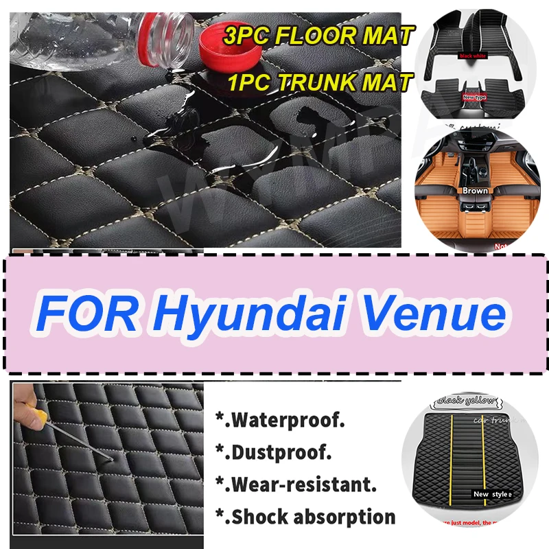 LUXURY  Car Floor Mats For Hyundai Venue QX 2020 2021 2022 2023 Luxury Mat