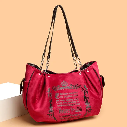 Imagen 2 del producto Bolso de mano gótico Vintage rosa Y2K para mujer, bolso de hombro de viaje con cadena Grunge Retro con letras bordadas de gran capacidad estéticas para mujer