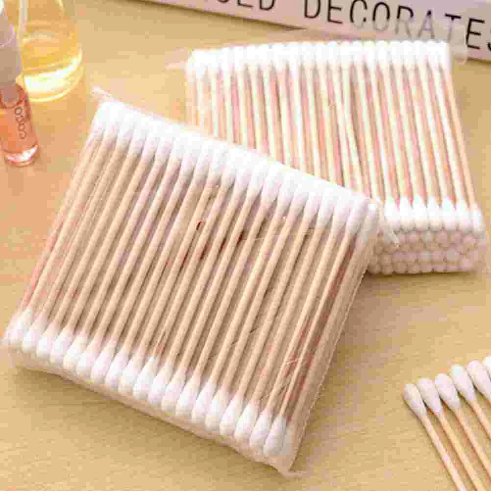 300 PCS Cotton Swabs Buds Stick Applicator Makeup Remover Double Heads Wooden Bamboo Baby