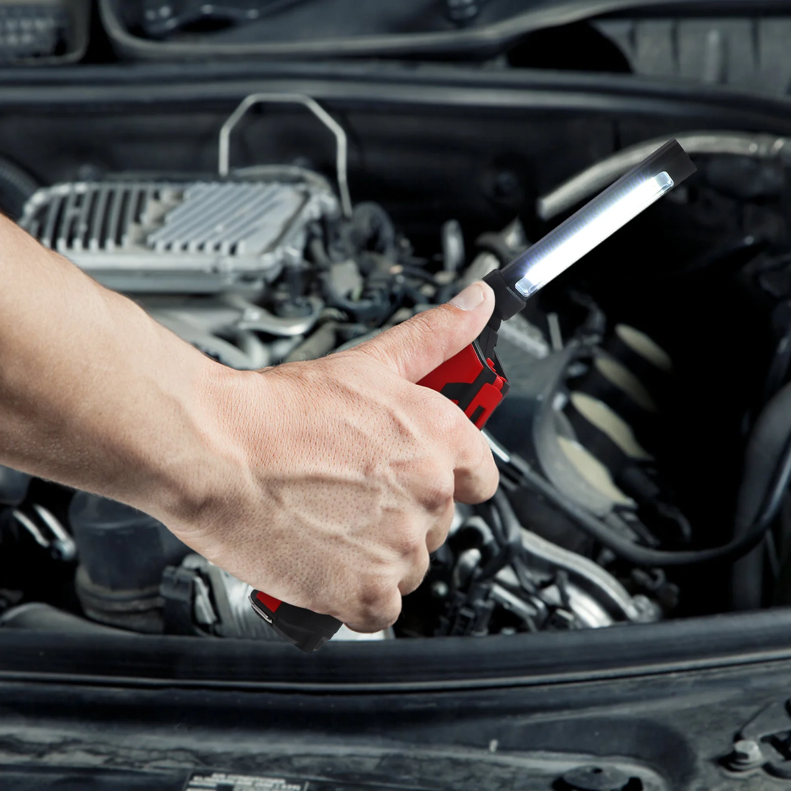 1세트 USB 충전식 COB LED 작업등 검사용 손전등 접이식 조절 가능한 캠핑 랜턴 자석 베이스 수리용