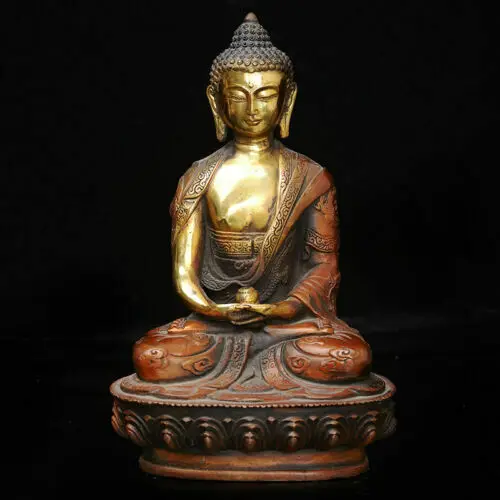 

Old Hand carved brass gilt Medicine Buddha sakyamuni Shakyamuni statue