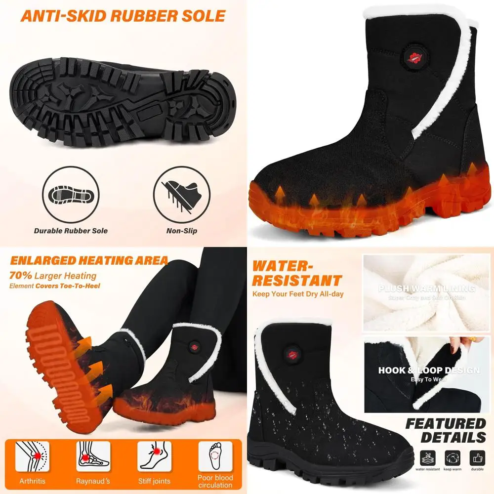 

Женские сапоги Dr.Warm с подогревом, теплые тапочки с подогревом на меховой подкладке, обувь с подогревом с перезаряжаемой батареей 7,4 В и противоскользящая S