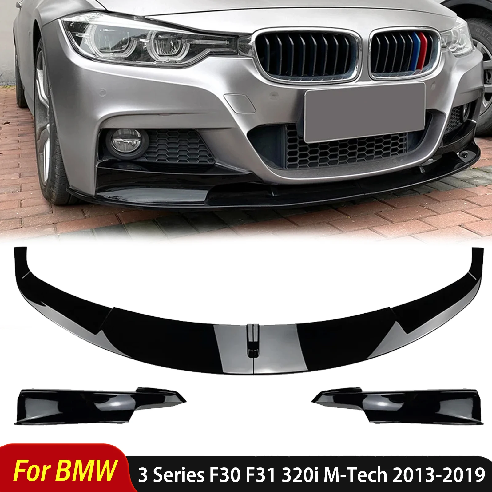 For BMW 3 Series F30 F31 320i M-Tech 2013 To 2019 Car Front Bumper Lip Splitter Spoiler Body Kit Diffuser Lower Auto Accessories