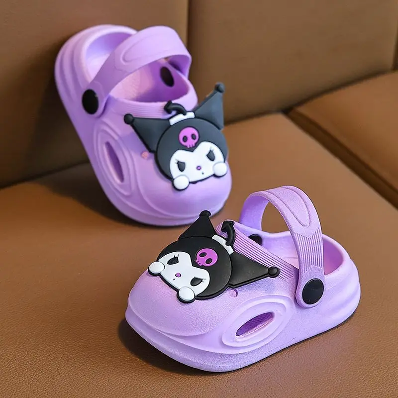 

Sanrios Cartoon Children's Slippers Kuromi Fashion Hole Shoes Summer New Style Baby Indoor Baotou Non Slip Front Toddlerslippers