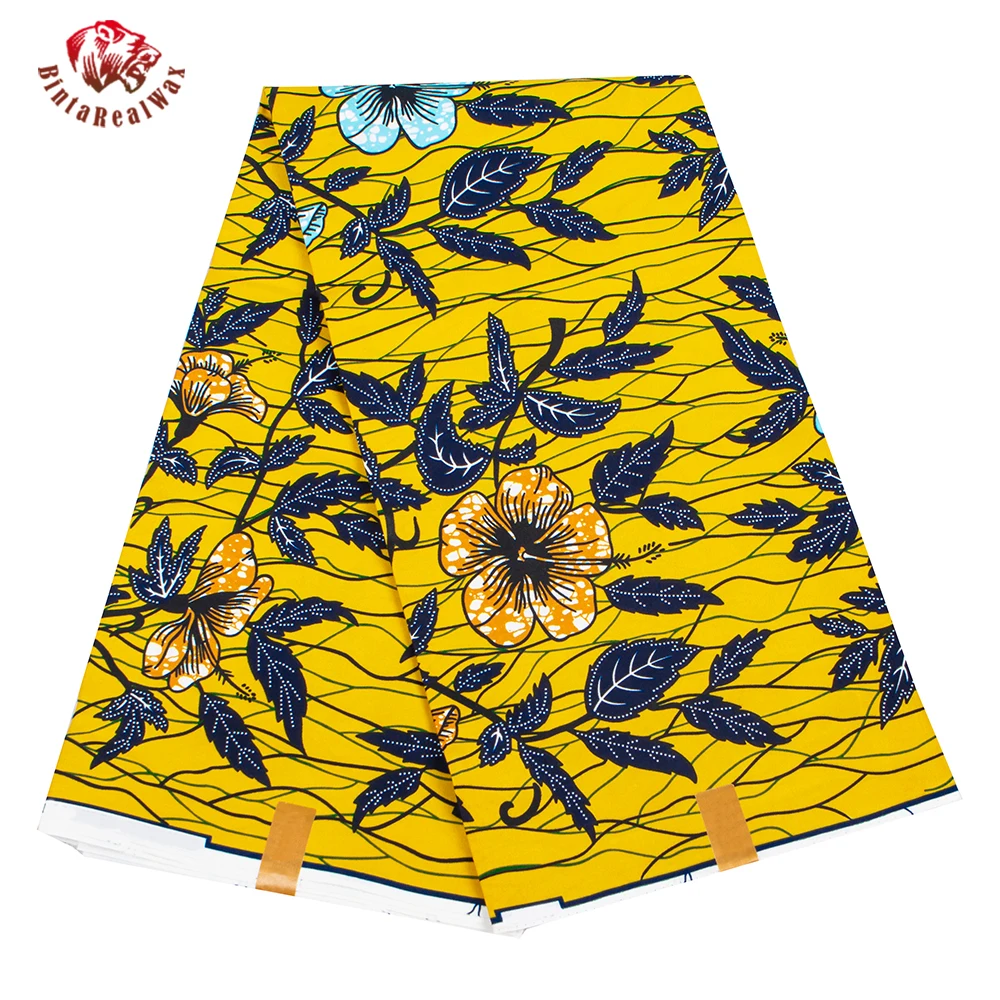 

BRW Ankara African Print Flower pattern Fabric Patchwork Real Wax Dress Sewing Tissu Craft DIY Textile Material For party fp6503