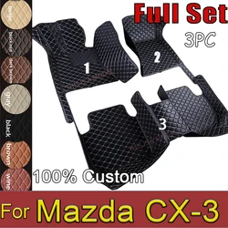 Car Floor Mats For Mazda CX-3 CX3 DK 2016~2022 Leather Luxury Mat Protective Rug Carpet Set Auto Interior Parts Car Accessories